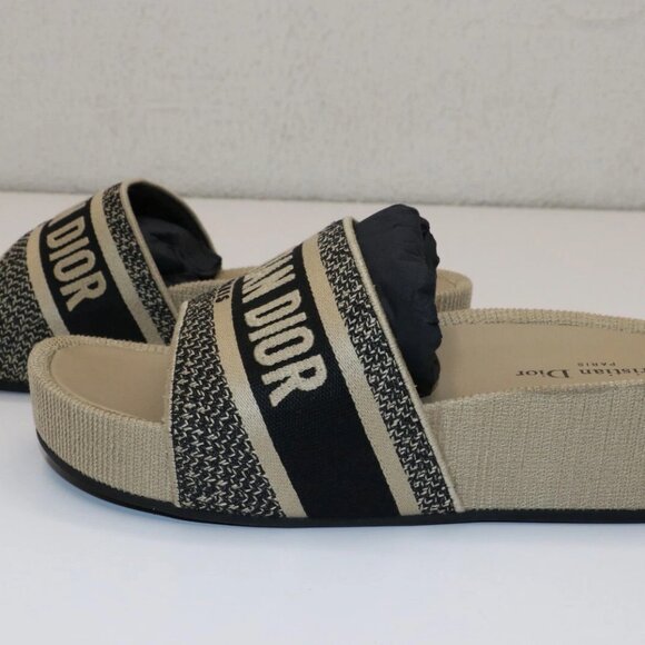 Christian Dior D-way Wedge Slides Platform Oblique Sandals Sz 42 US 12 - Picture 5 of 13